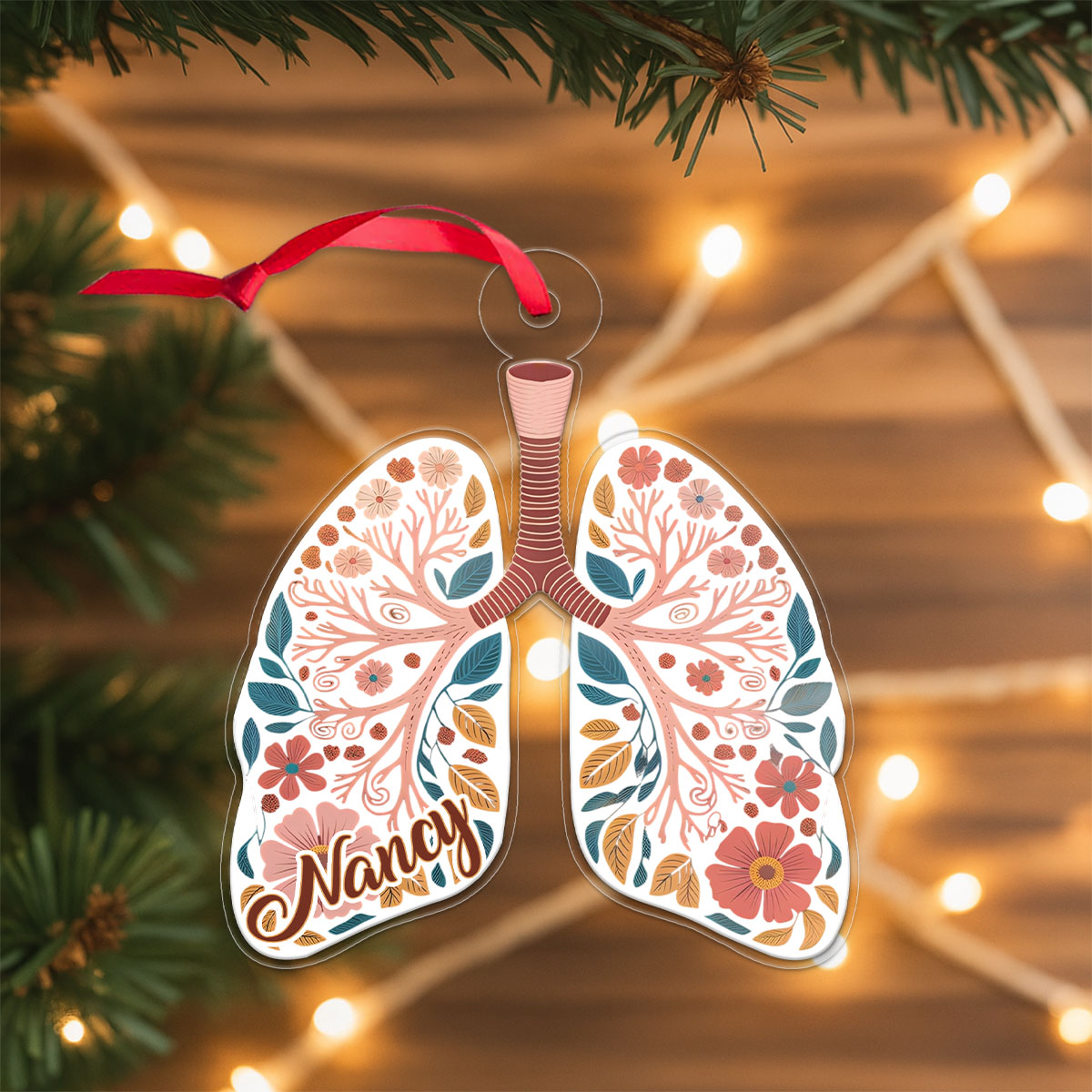 Personalized Respiratory Therapy Lungs Christmas Ornament, Custom Medical Ornament, Respiratory Therapist Gift, Anatomy Holiday Decoration