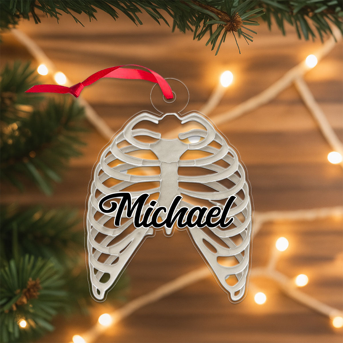 Personalized Ribcage Ornament, Custom Anatomy Christmas Ornament, Medical Student Gift, Doctor Nurse Holiday Decoration, Unique Keepsake