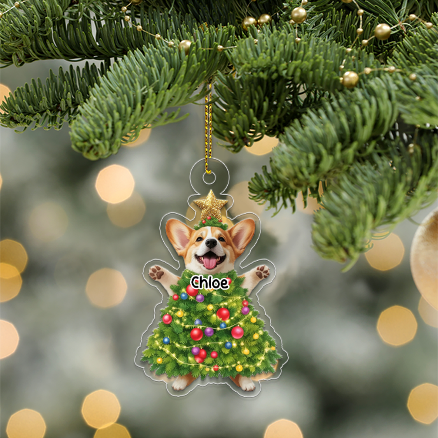 Custom Photo And Name Dog Xmas Tree