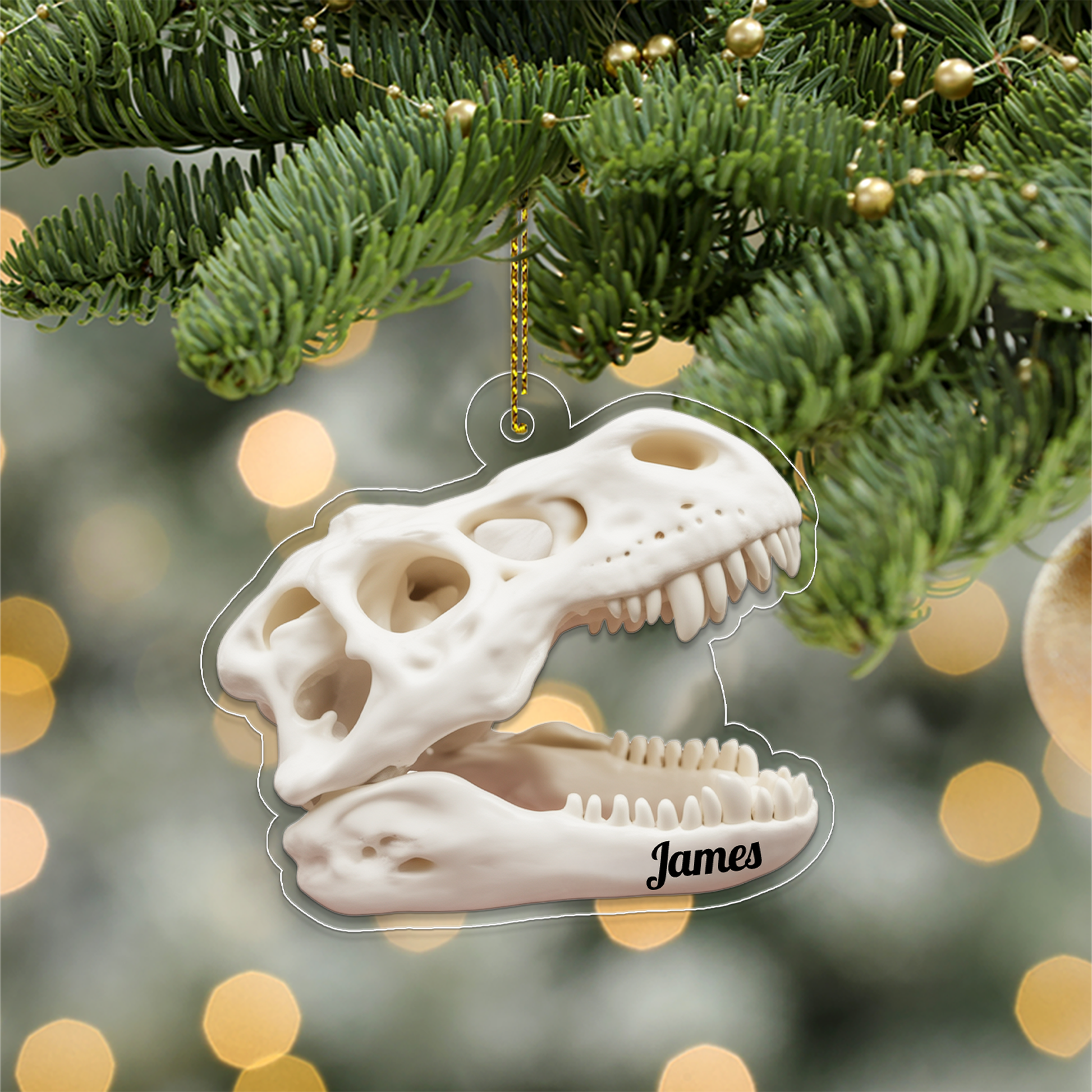 Personalized Fossil Ornament, Custom Name Dinosaur Fossil
