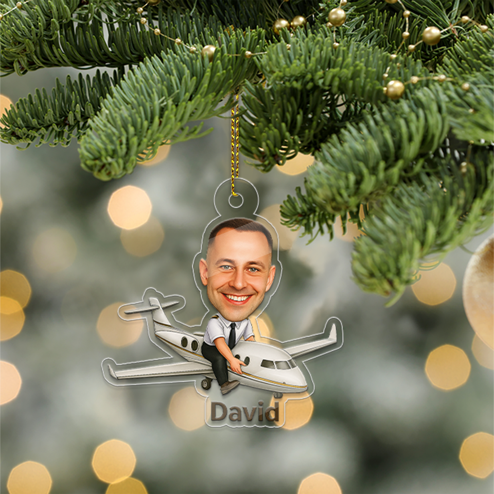 Personalized Portrait Airplane Pilot Ornament, Photo Car Ornament, Funny Ornament, Aviation Gifts, Pilot Gift