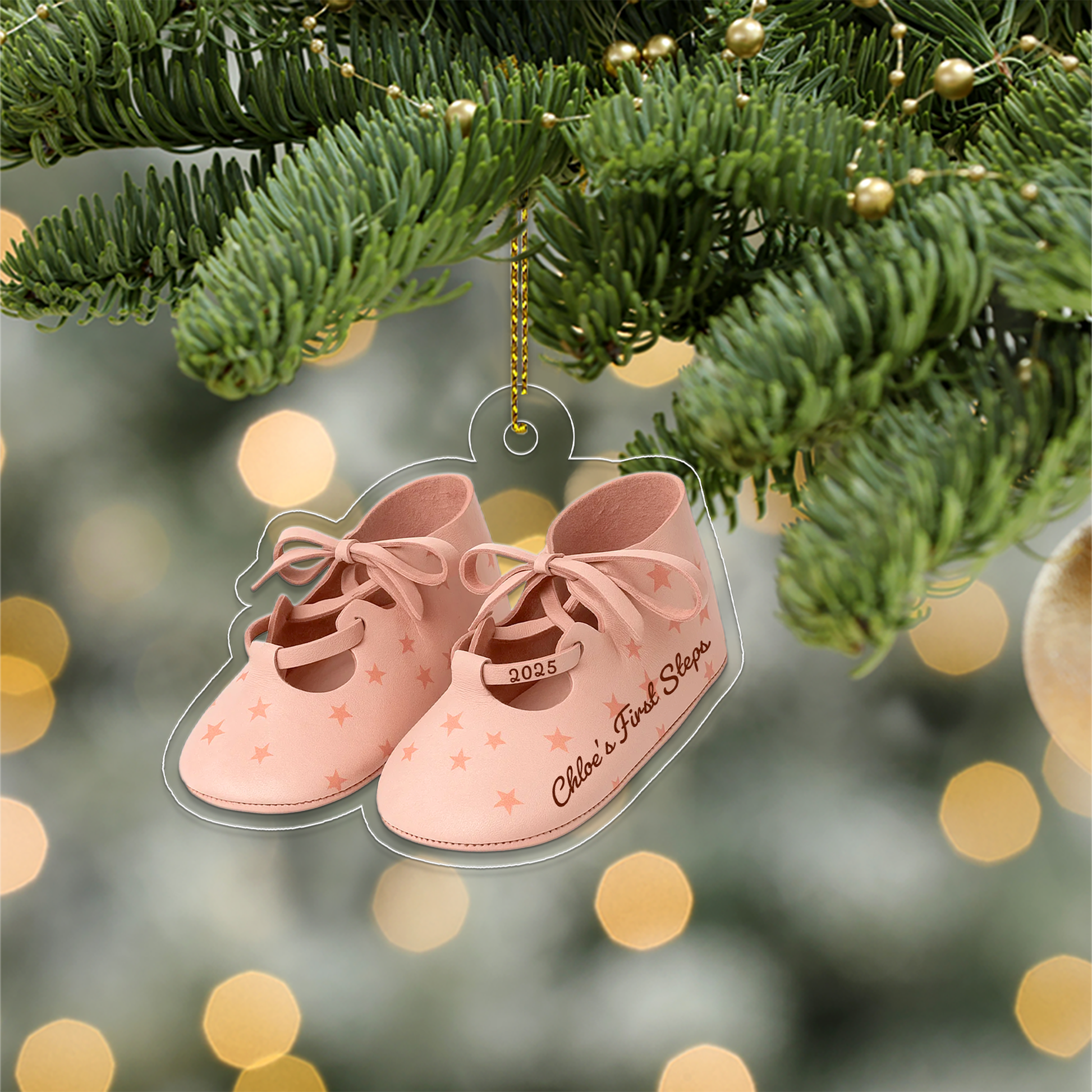 Baby First Steps First Christmas Personalized Flat Acrylic Ornament