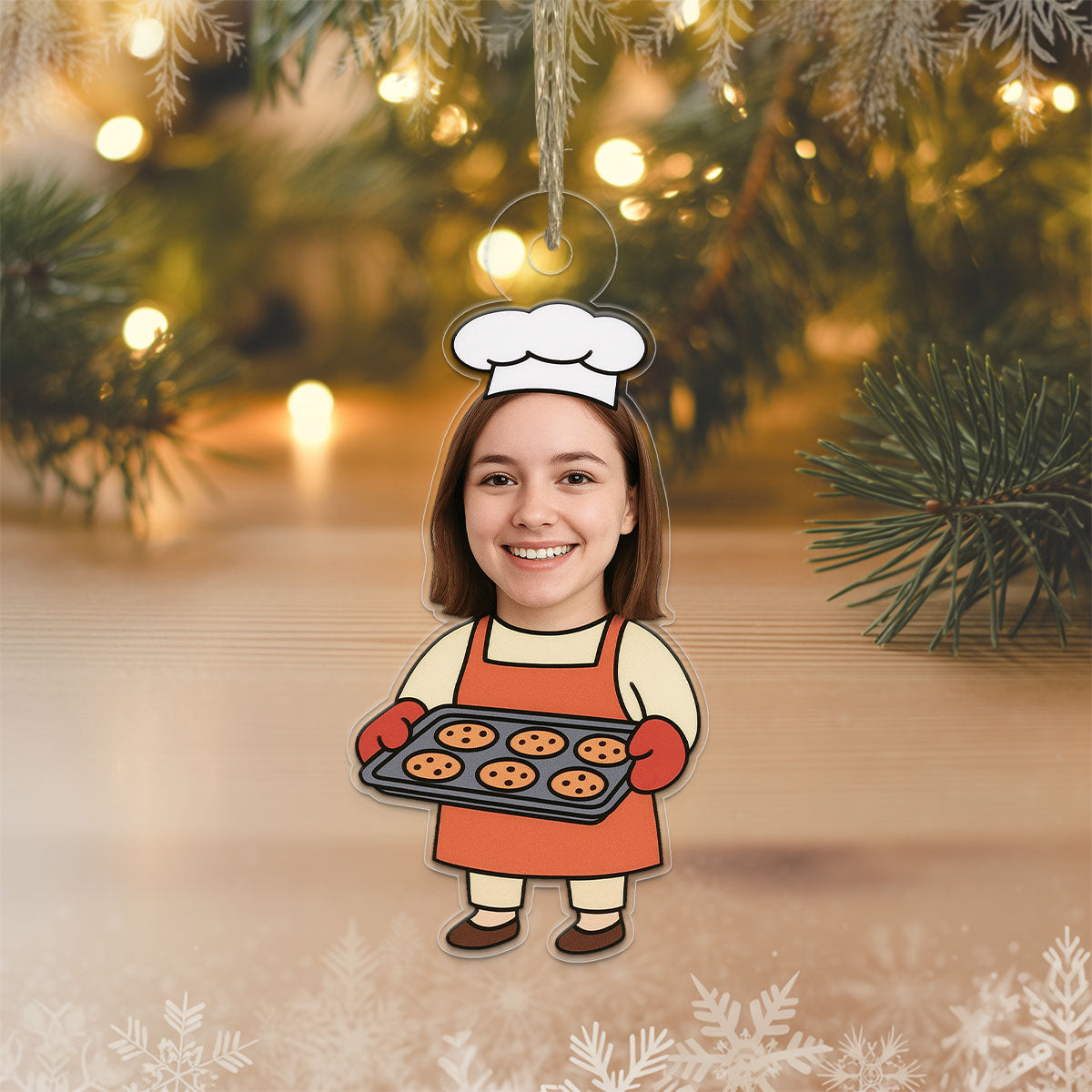 Custom Photo Baker Ornament, Personalized Christmas Ornament, Gift for Baker or Chef, Holiday Kitchen Decoration, Unique Cooking Keepsake