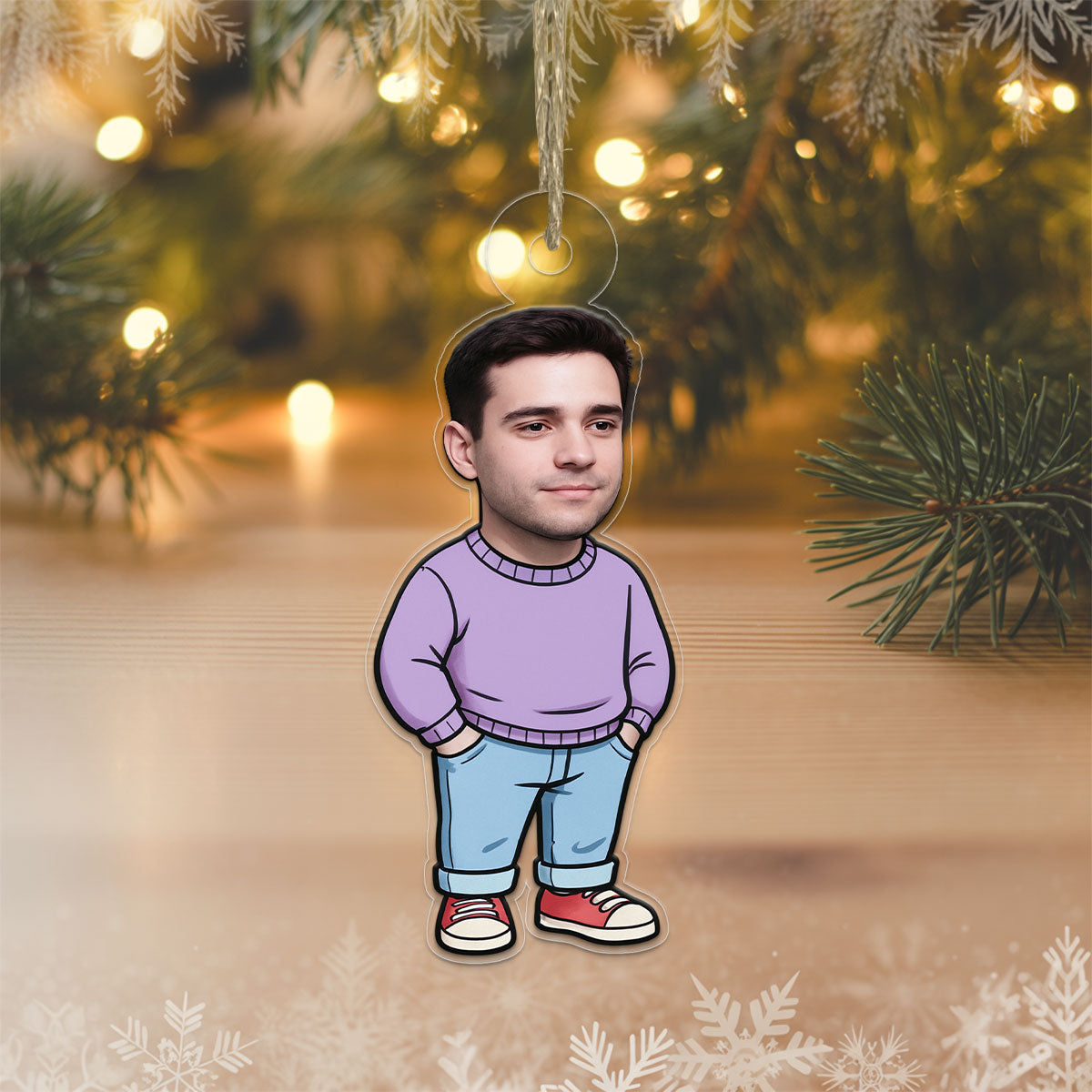 I'm Just A Chill Guy Ornament with Custom Photo, Funny Personalized Christmas Ornament, Holiday Humor Keepsake