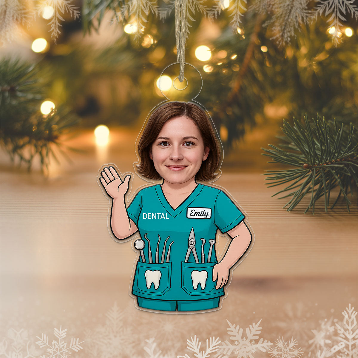 Custom Photo Dentist Ornament, Personalized Christmas Ornament, Dental Gift, Tooth Doctor Holiday Decoration, Unique Medical Keepsake