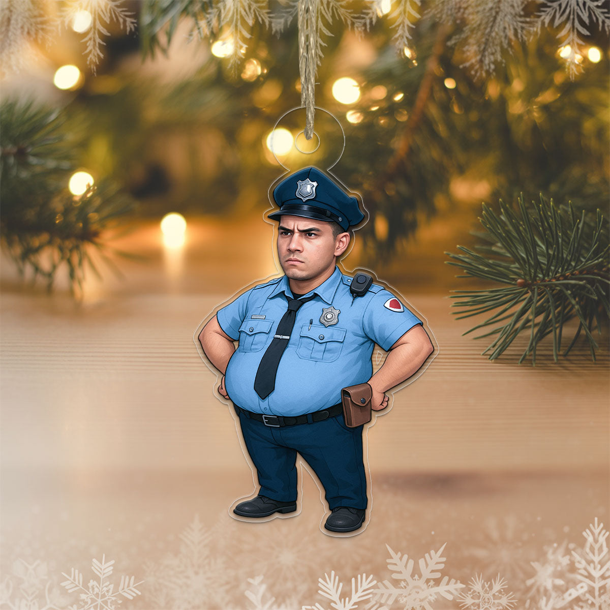 Custom Photo Funny Police Ornament, Personalized Cop Christmas Ornament, Gag Gift Holiday Decoration, Quirky Keepsake, Unique Xmas Ornament