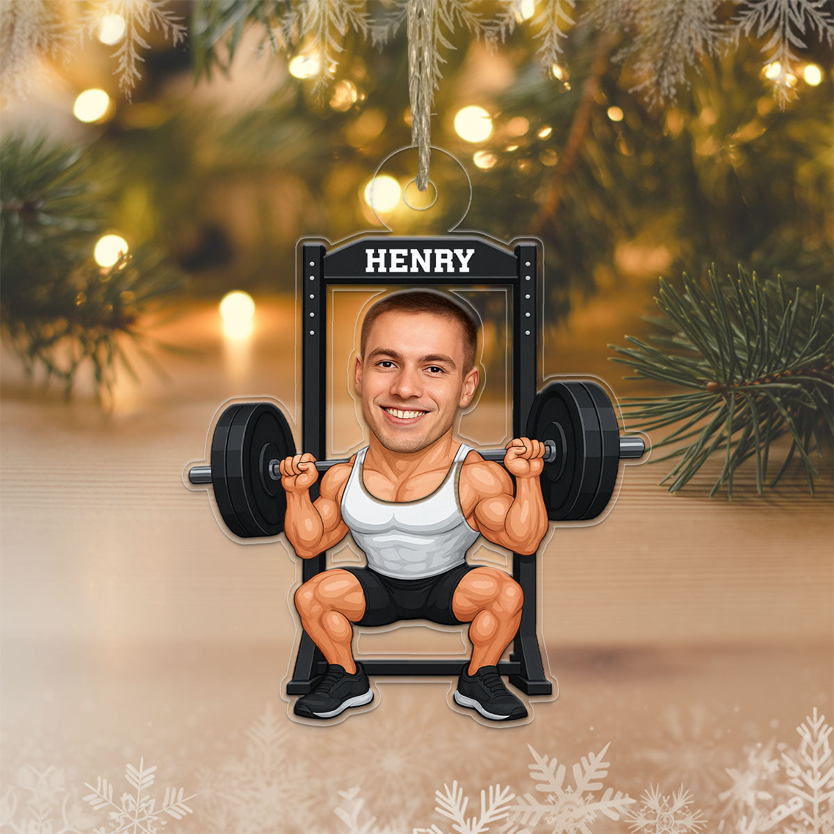 Custom Photo Gymer Ornament, Personalized Workout Christmas Ornament, Fitness Lover Gift, Holiday Gym Decoration