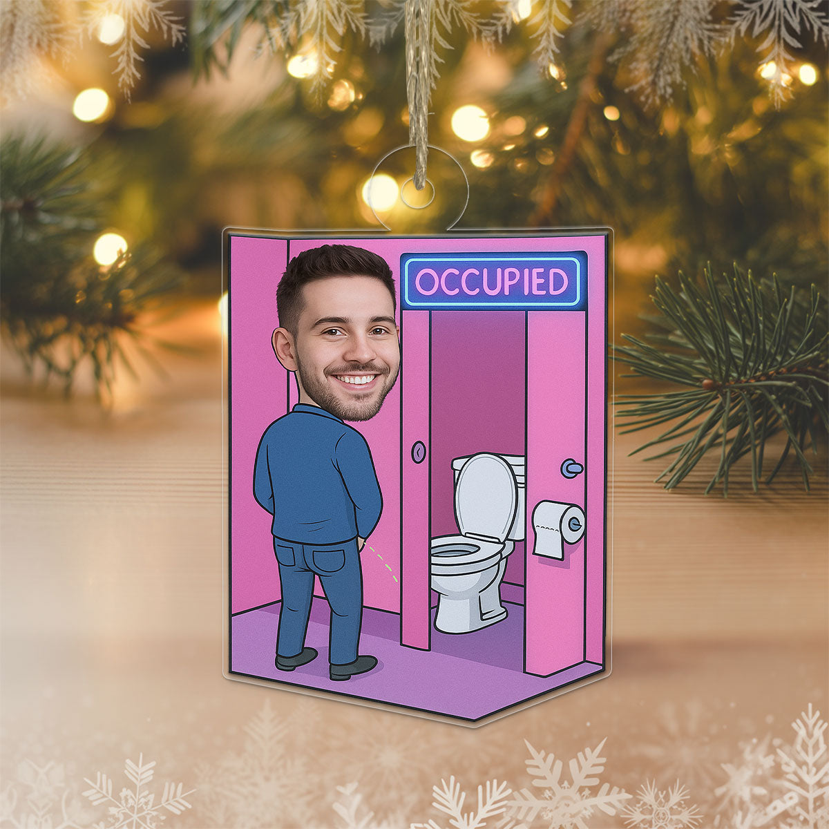 Personalized Toilet Ornament with Custom Photo, Funny Man in Toilet Christmas Decoration, Adult Humor Gag Gift, Quirky Holiday Keepsake