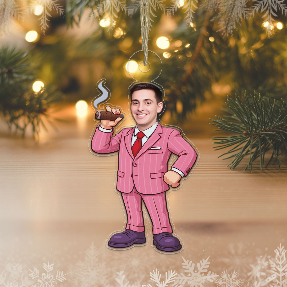 Custom Photo Rich Men Ornament, Personalized Funny Christmas Ornament, Adult Humor Gag Gift, Quirky Holiday Decoration, Unique Xmas Keepsake