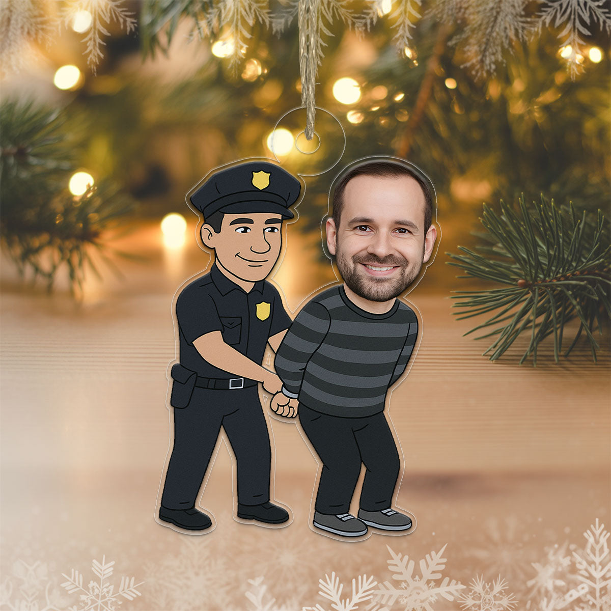 Personalized Thief Ornament with Custom Photo, Funny Christmas Decoration, Adult Humor Gag Gift, Unique Xmas Ornament