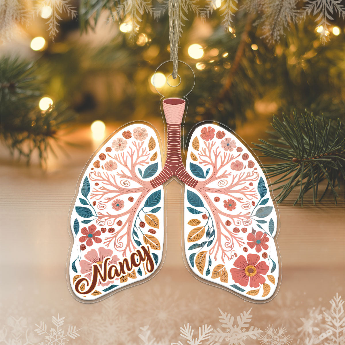 Personalized Respiratory Therapy Lungs Christmas Ornament, Custom Medical Ornament, Respiratory Therapist Gift, Anatomy Holiday Decoration