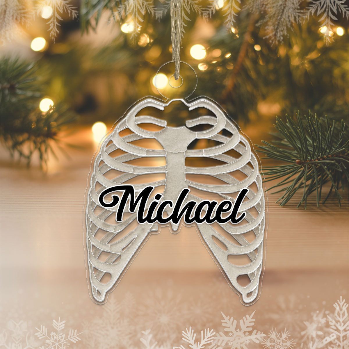 Personalized Ribcage Ornament, Custom Anatomy Christmas Ornament, Medical Student Gift, Doctor Nurse Holiday Decoration, Unique Keepsake