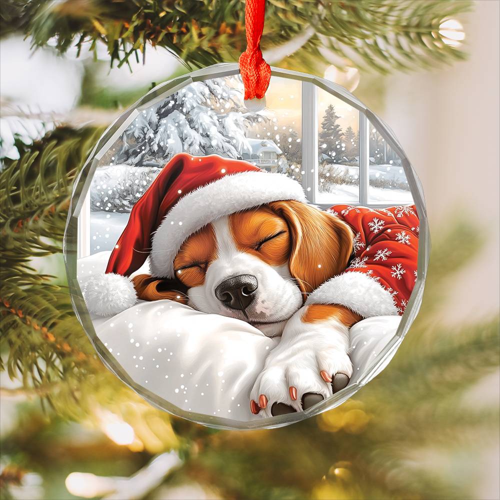 Basset Hound Dog Sleeping In Bed Design 1