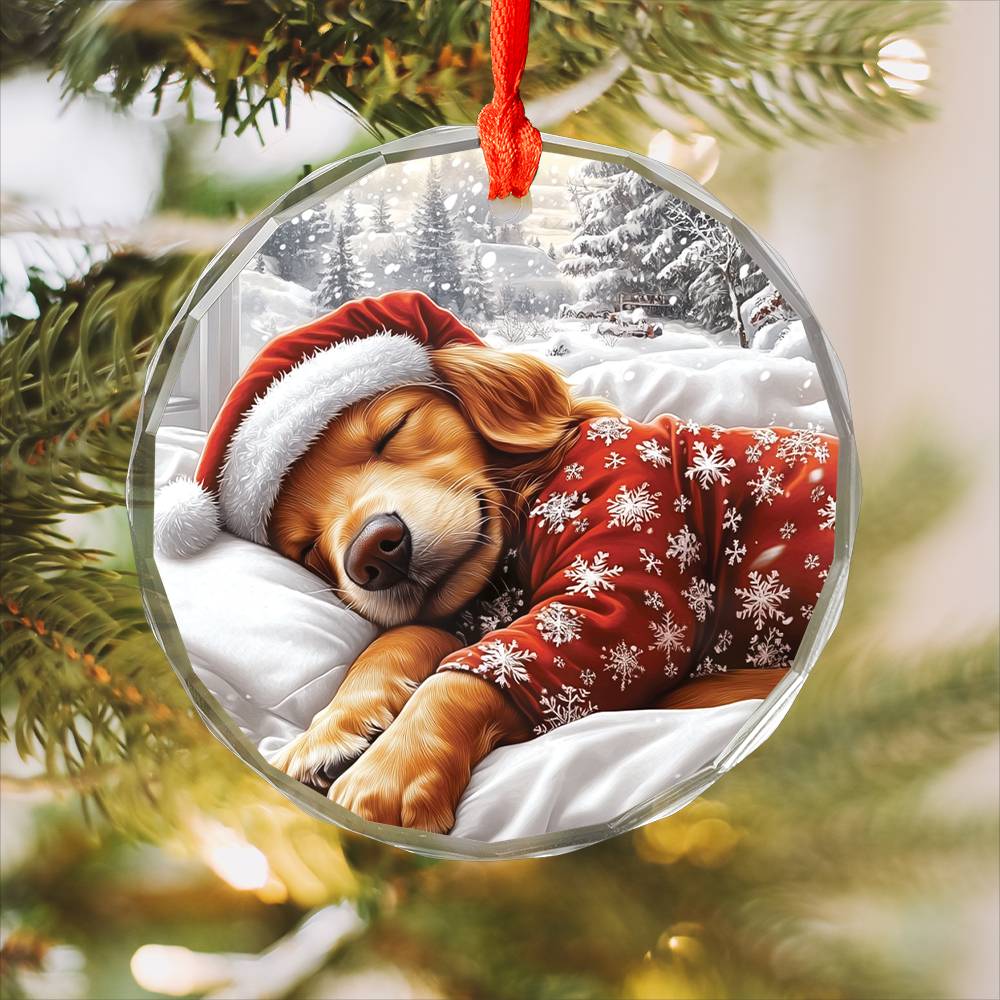 Golden Retriever Dog Sleeping In Bed Design 1