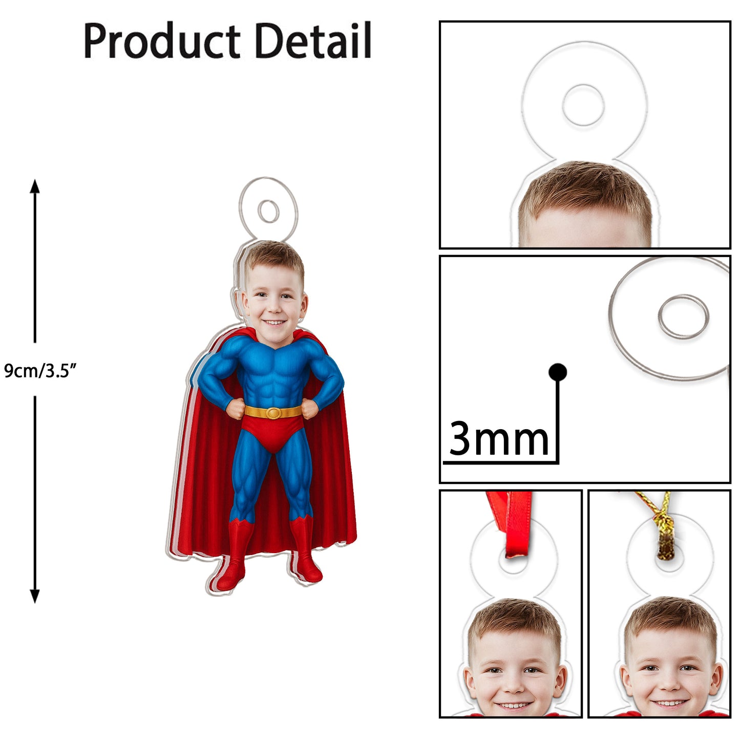 Custom Photo Baby Boy Superman Ornament, Personalized Superhero Christmas Ornament, Baby’s First Christmas Gift