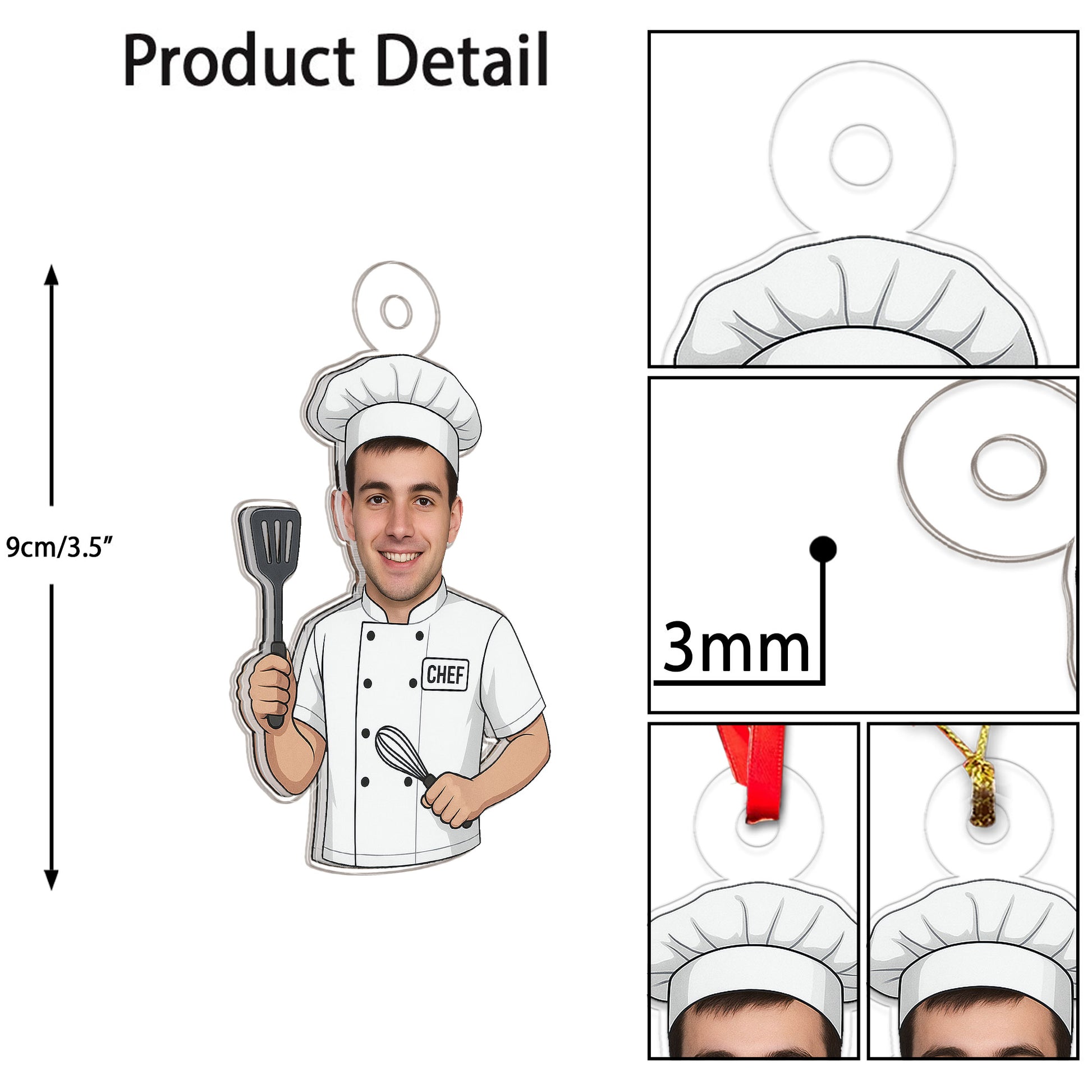 Custom Photo Chef Ornament, Personalized Christmas Ornament, Cooking Lover Gift, Holiday Kitchen Decoration, Unique Culinary Keepsake