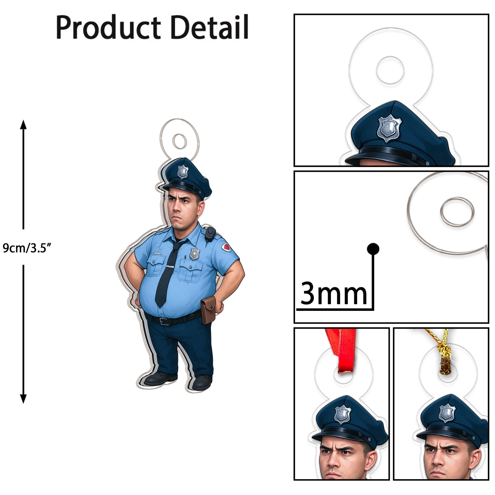 Custom Photo Funny Police Ornament, Personalized Cop Christmas Ornament, Gag Gift Holiday Decoration, Quirky Keepsake, Unique Xmas Ornament