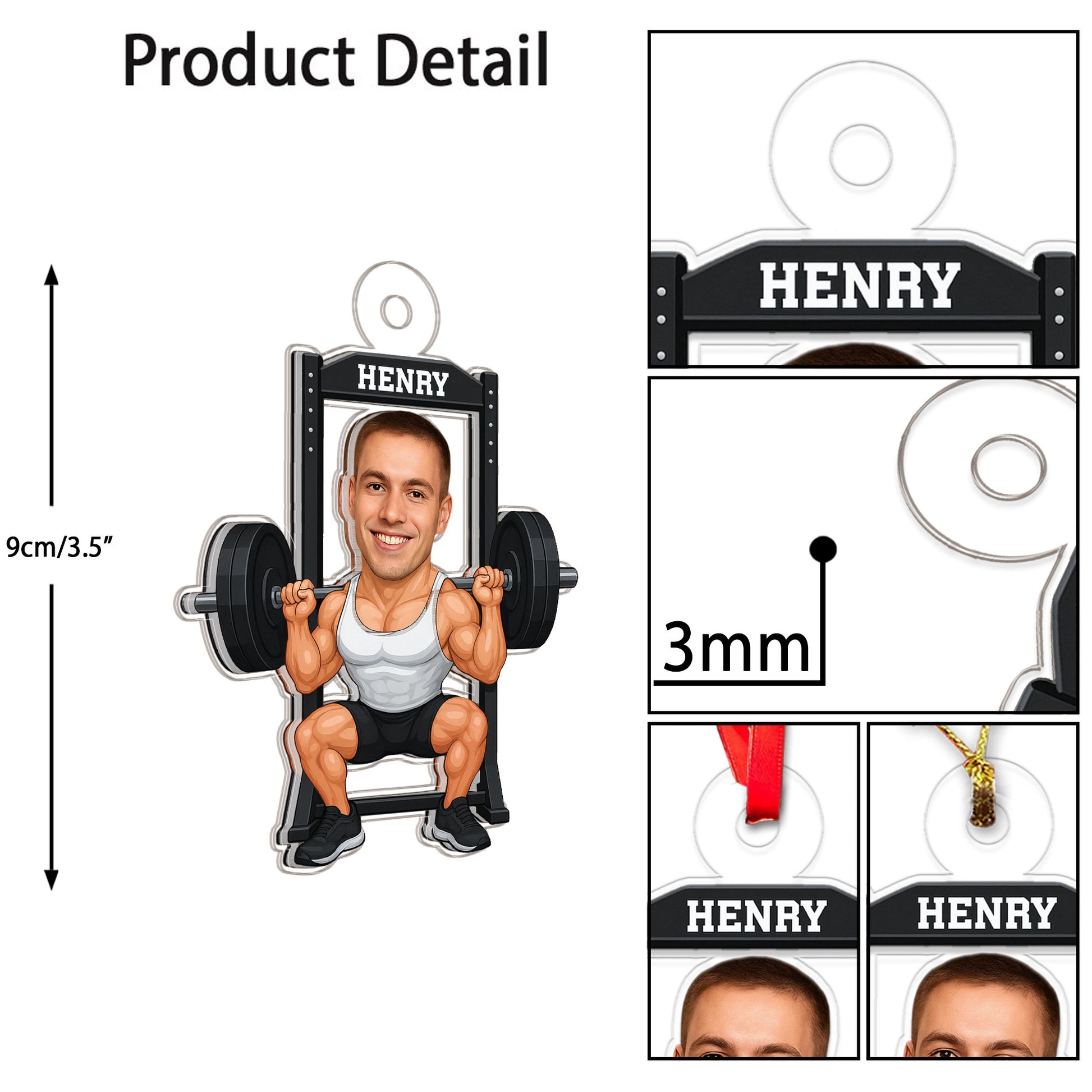 Custom Photo Gymer Ornament, Personalized Workout Christmas Ornament, Fitness Lover Gift, Holiday Gym Decoration