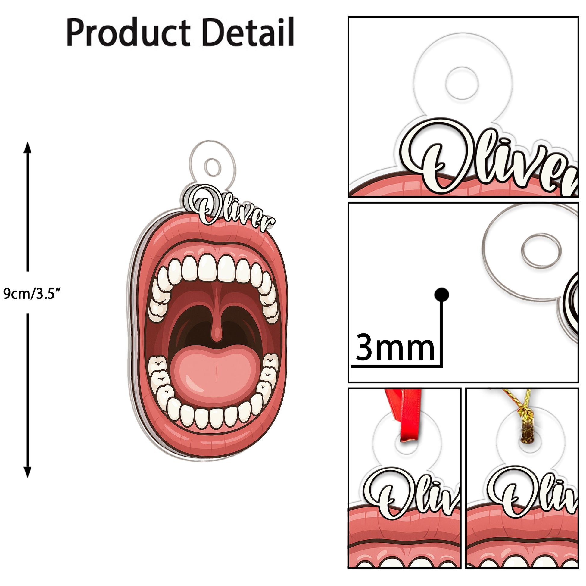 Personalized Mouth Ornament, Custom Anatomy Christmas Ornament, Dentist Dental Student Gift, Medical Holiday Decoration, Unique Keepsake