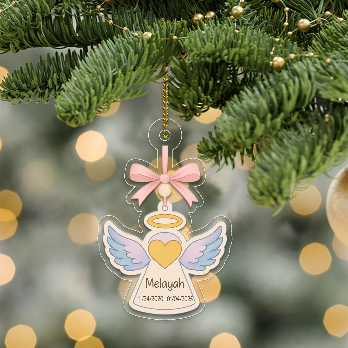Personalized Angel Wing Ornament, Custom Name Christmas Ornament, Baptism Gift, Memorial Ornament, Christmas Home Decor, Xmas Gift