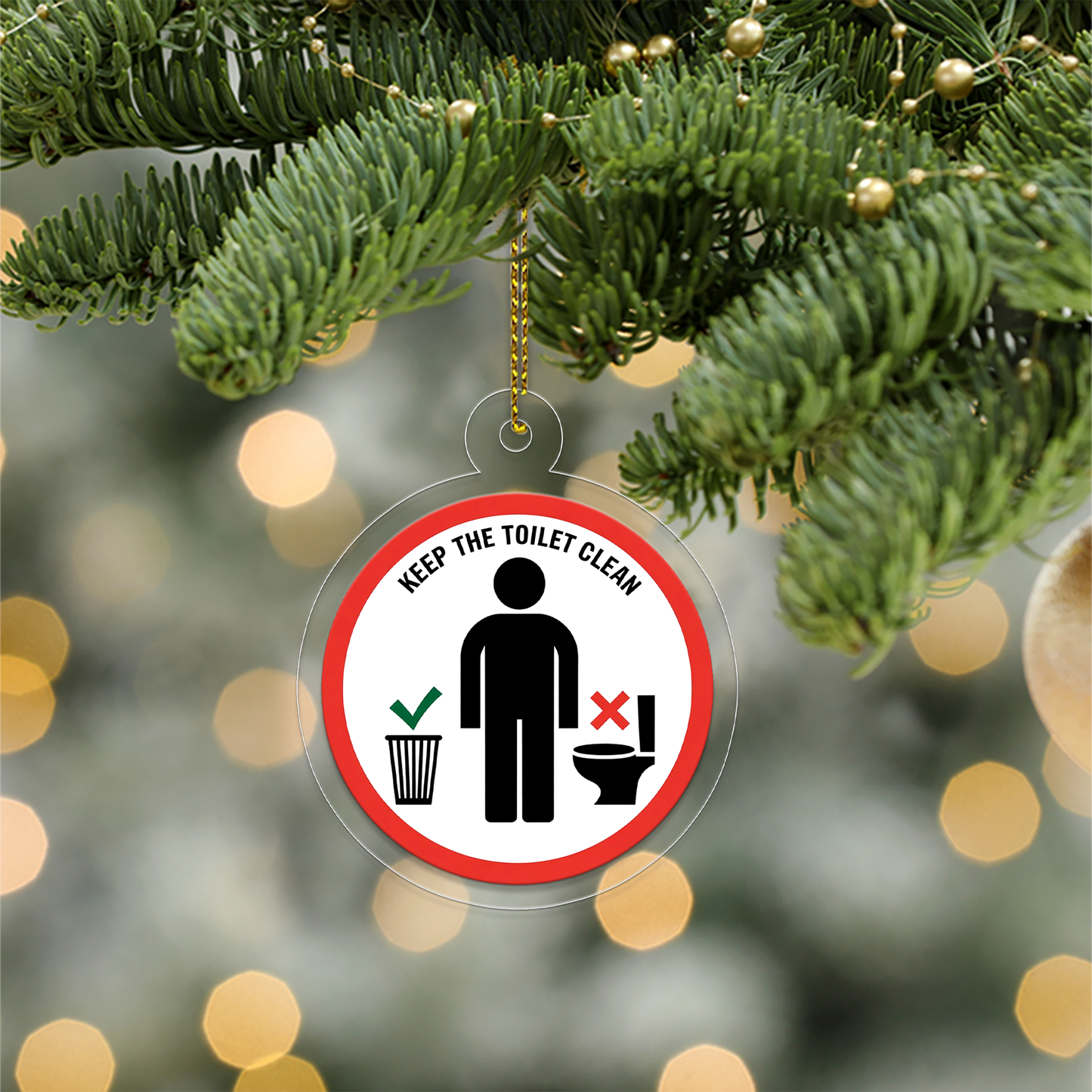 Funny Keep The Toilet Clean Ornament, Christmas Decor, Christmas Tree Decoration Man On Toilet Humorous, Toilet Ornament