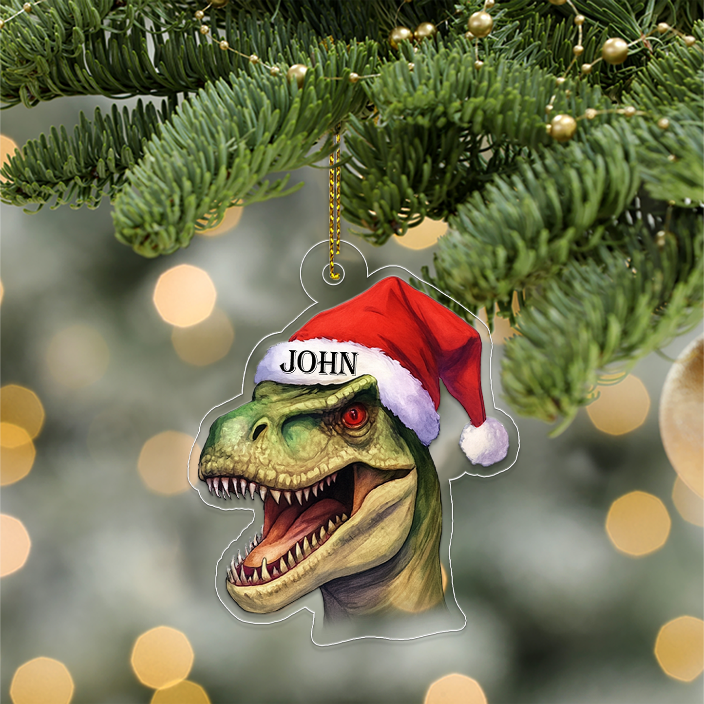 Custom Name Dinosaur Santa Xmas