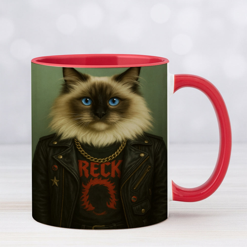 Custom Photo Rock n Roll Cat Mug_ Gift For Cat Lovers