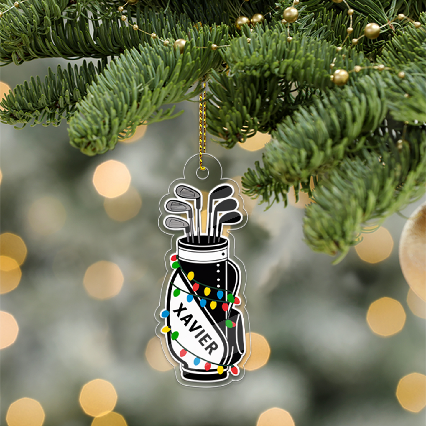 Custom Name Golf Backpacks Acrylic Ornament Christmas Gift