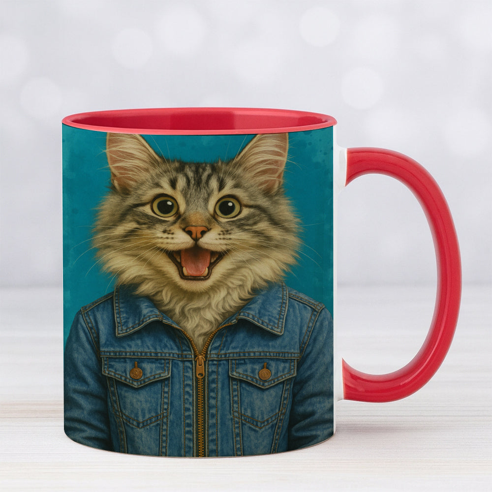 Custom Photo Denim Cat MugGift For Cat Lovers
