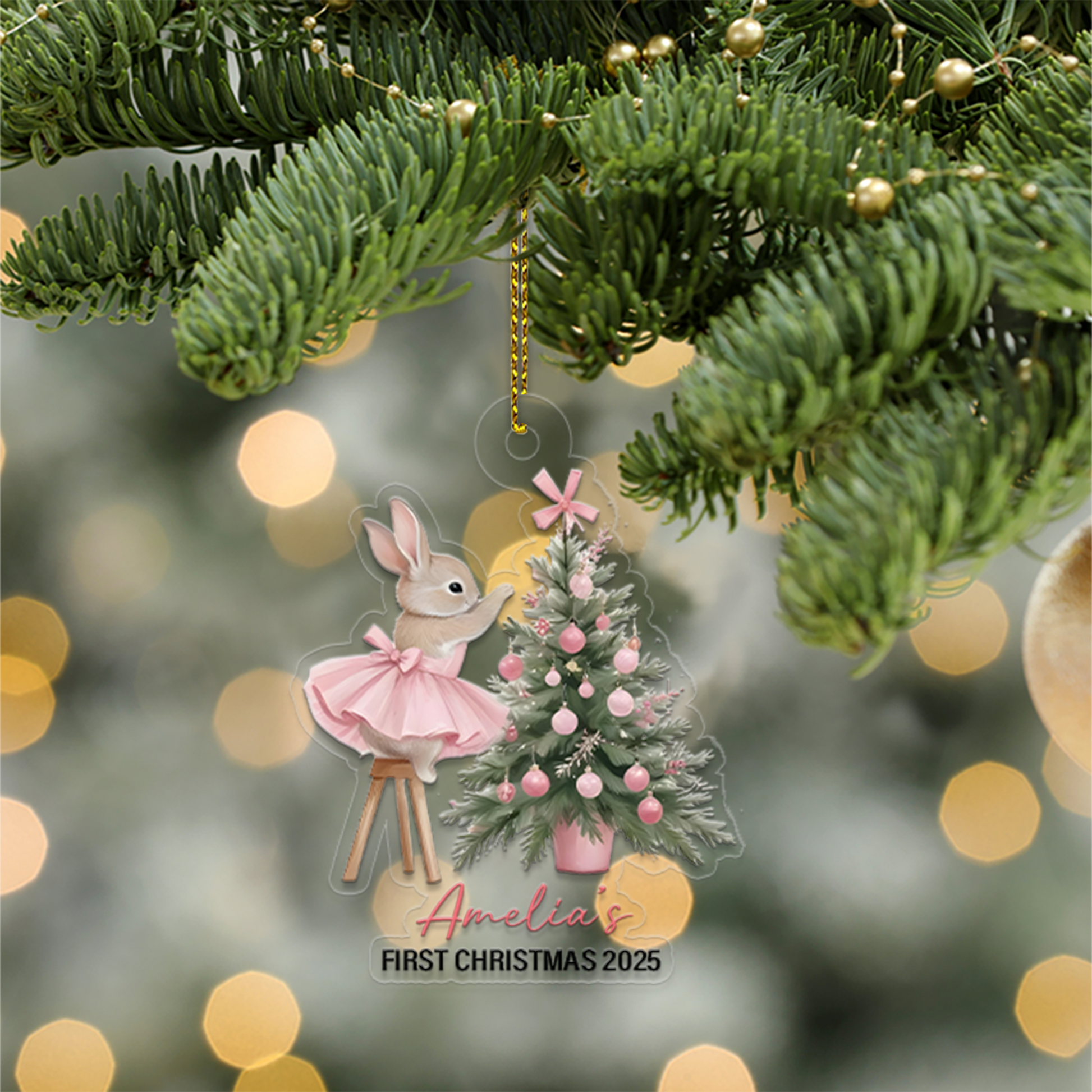 Custom Name Baby Rabbit First Xmas