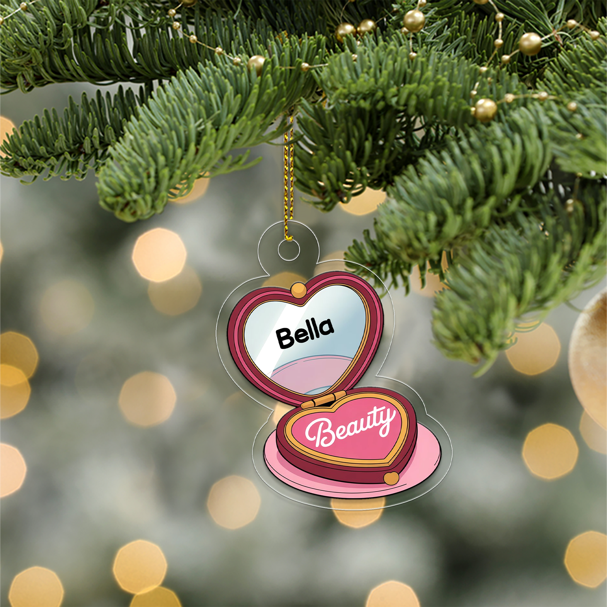 Personalized Beauty Locket Makeup Compact Ornament, Christmas Decor, Beauty Ornaments, Makeup Artist Ornament, Teen Girl Christmas