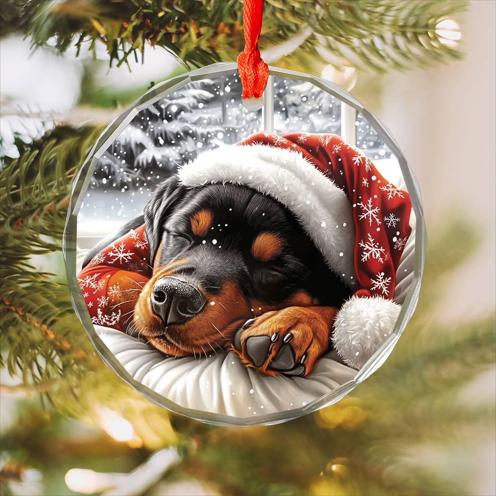 Rottweiler Dog Sleeping In Bed Design 3