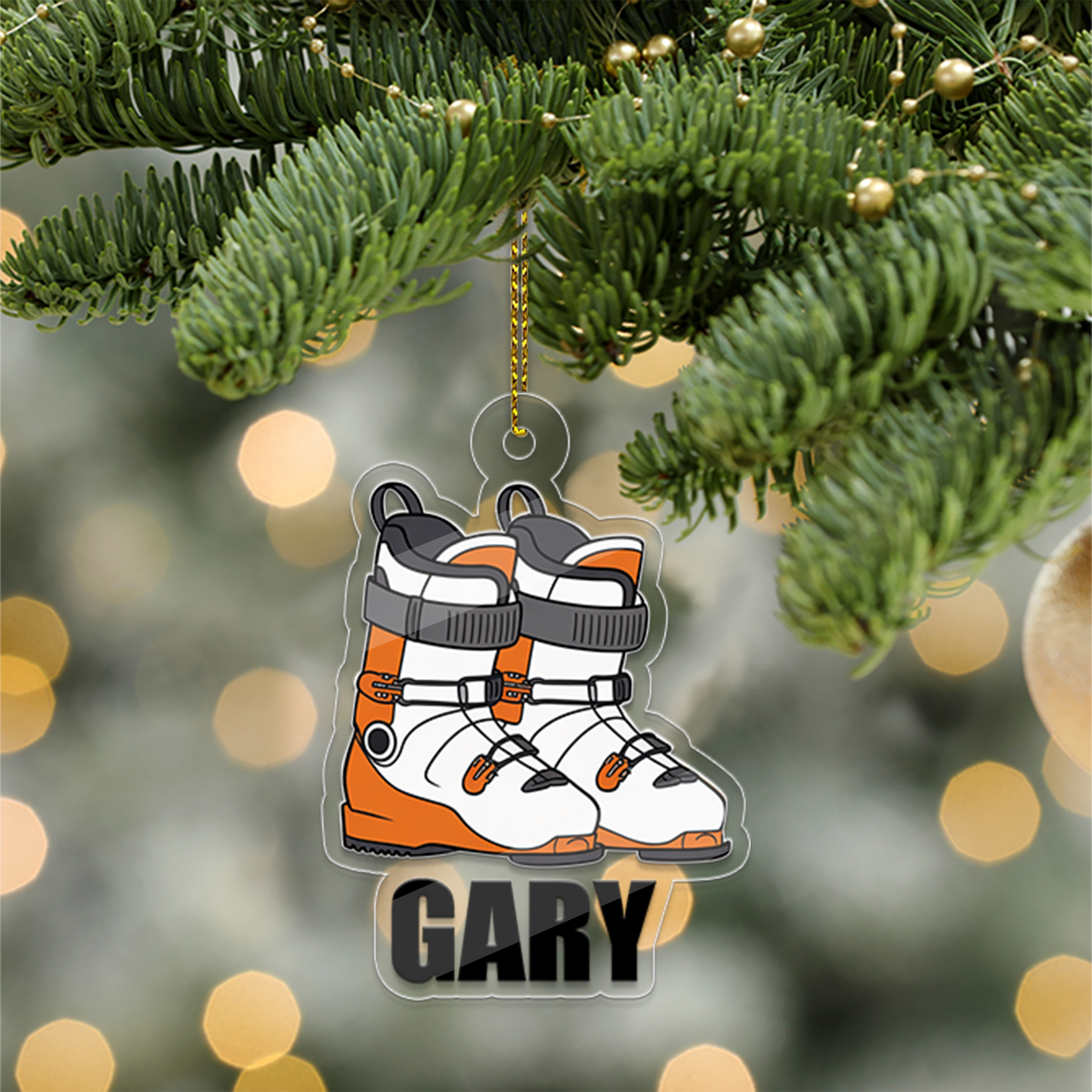 Custom Name Ski Boots Christmas Ornament 2 Acrylic Ornament Christmas Gift