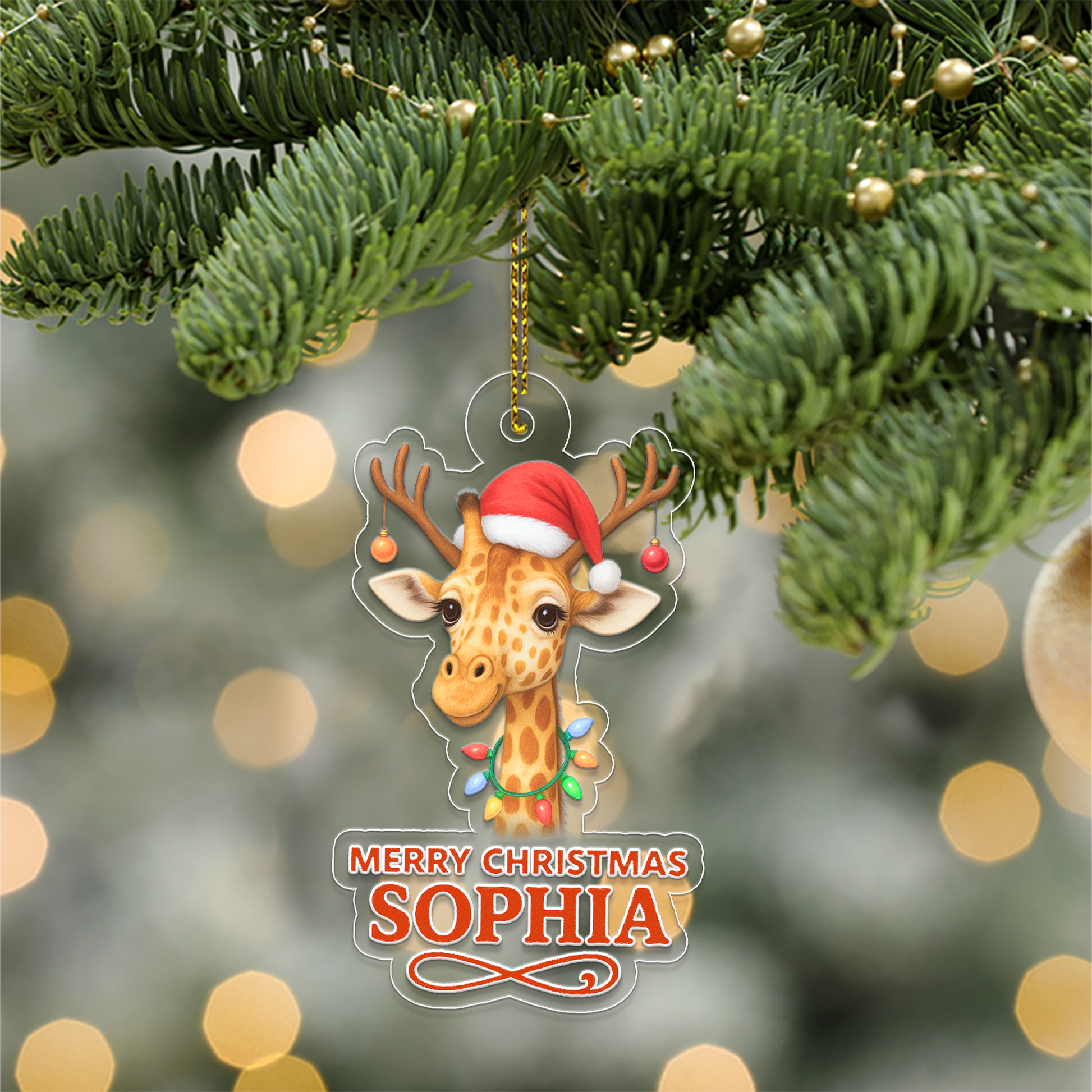 Custom Name Giraffe Merry Christmas2