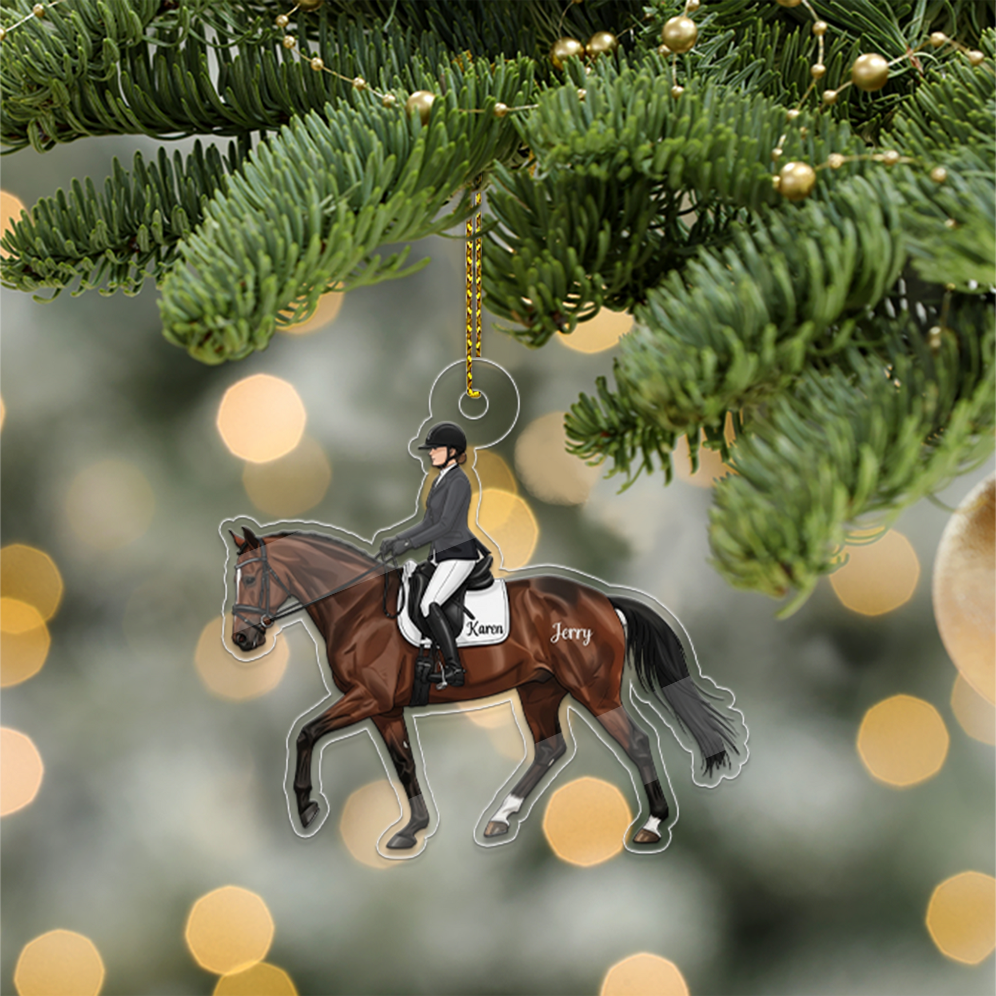 Custom Name Equestrian Girl Ride A Horse Acrylic Ornament Christmas Gift
