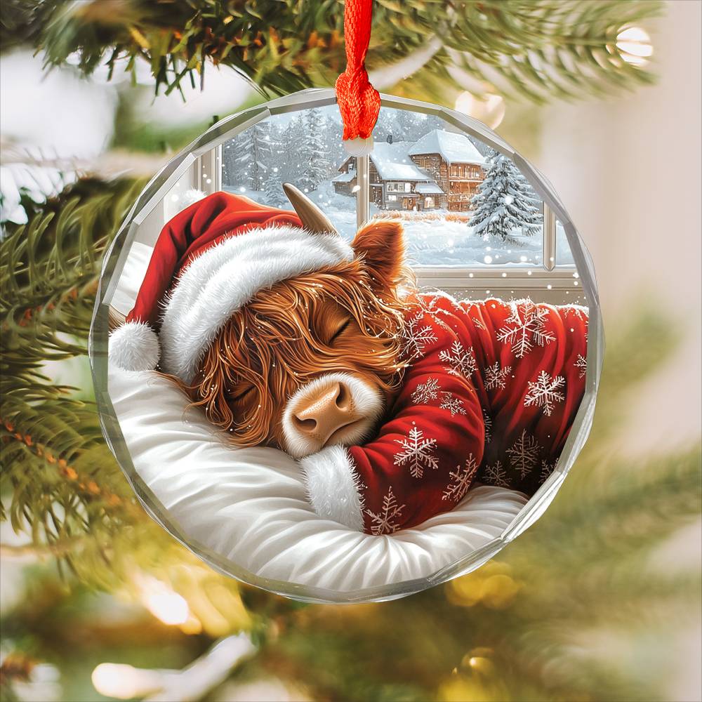 Highland Cow Sleeping In Bed Design 1