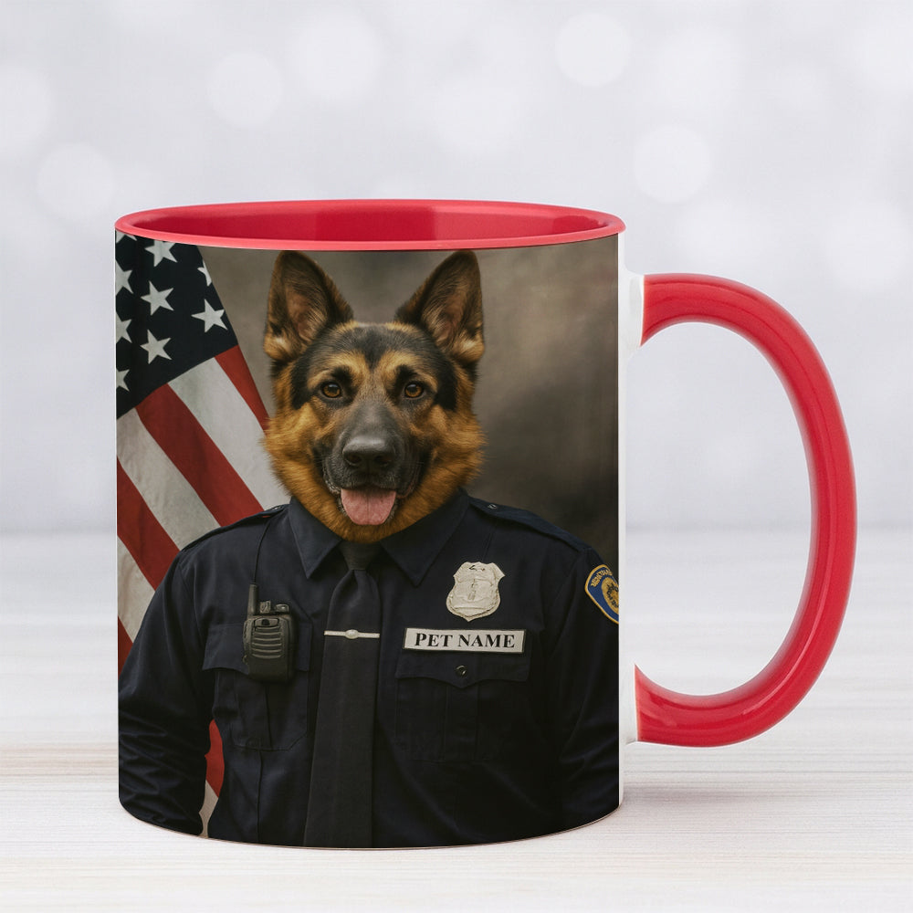 Custom Dog Photo Policeman Mug _ Gift For Dog Lovers