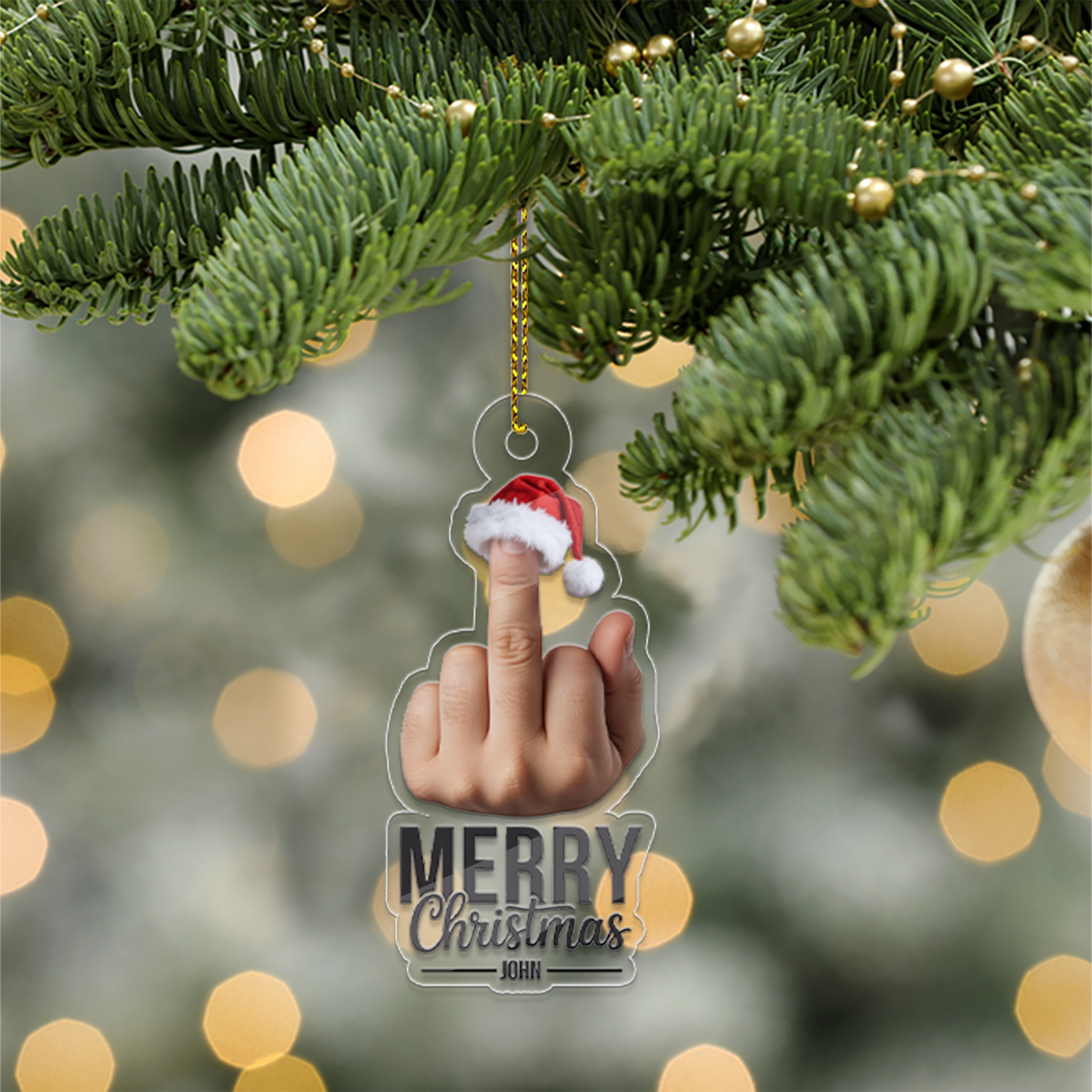Personalized Middle Finger Merry Christmas, Merry Fucking Christmas Keepsake, Funny Gifts for Best Friends, Funny Merry Xmas Ornament