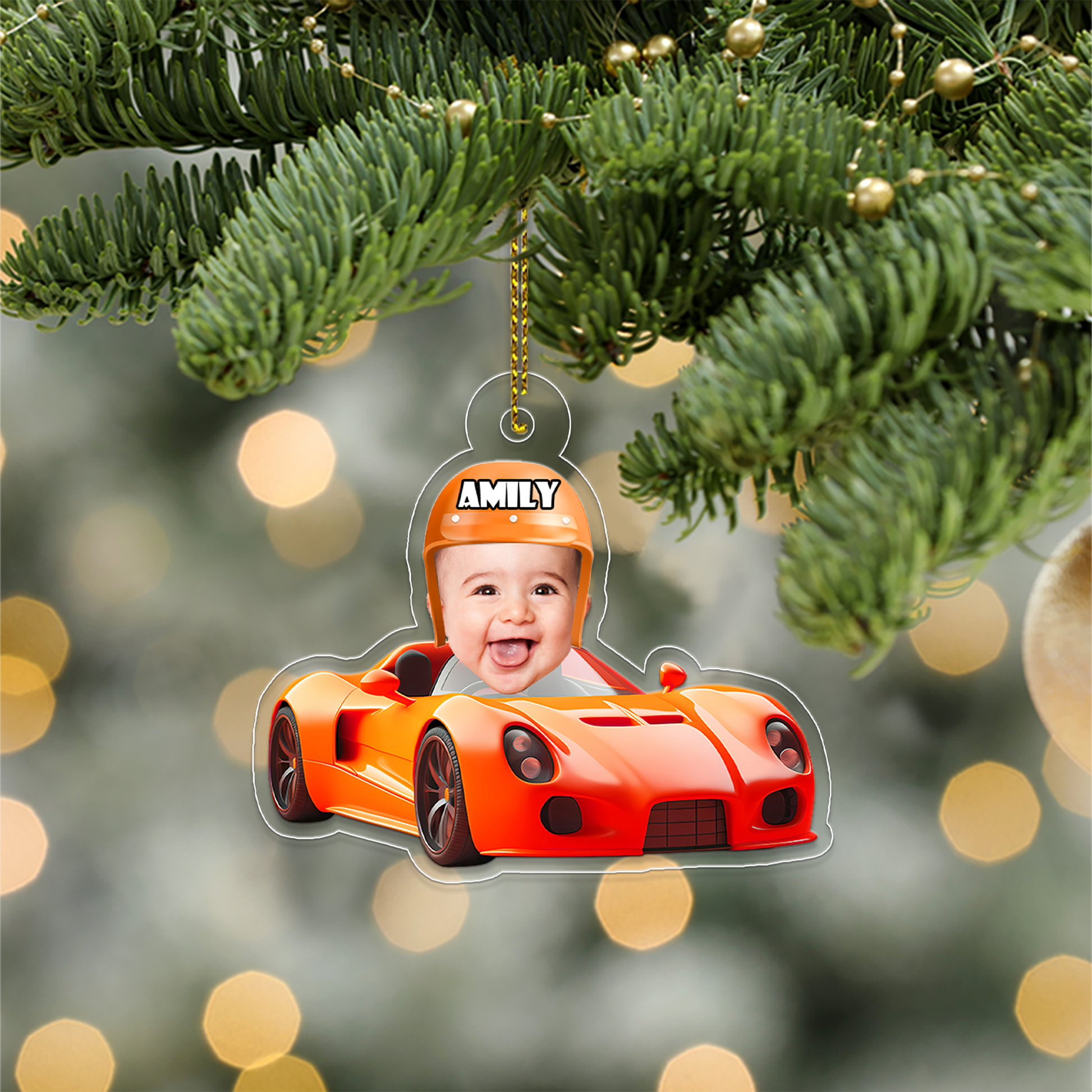 Custom Photo Baby With Car Xmas