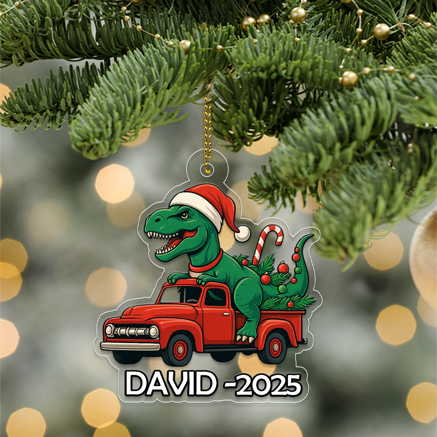 Custom Name Truck Boys Dinosaur Xmas