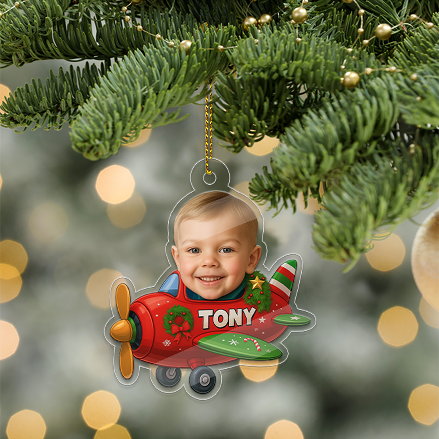 Custom Photo Baby Face In Helicopter Ornament, Personalized Portrait Pilot Ornament, Photo Car Ornament, Custom Baby Gift, Funny Ornament