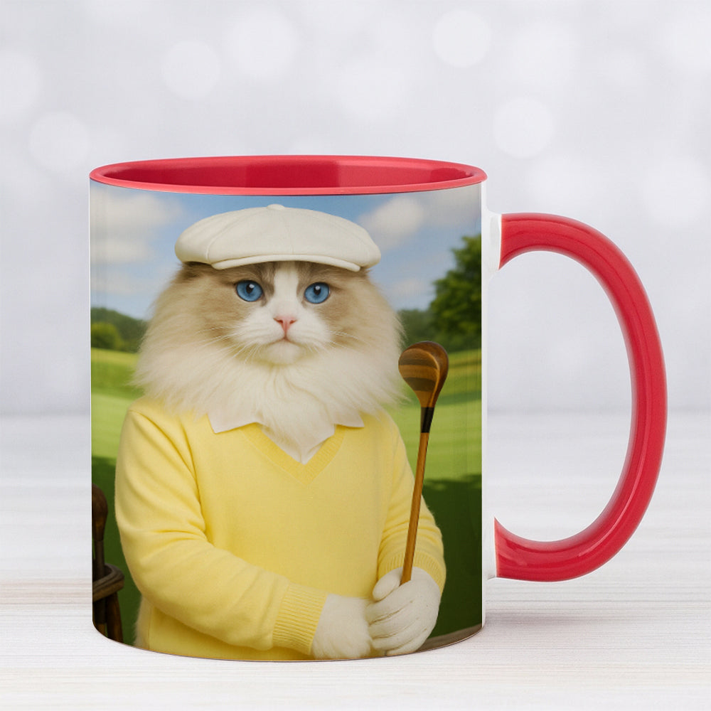 Custom Photo Golfer Cat Mug Gift For Cat Lovers