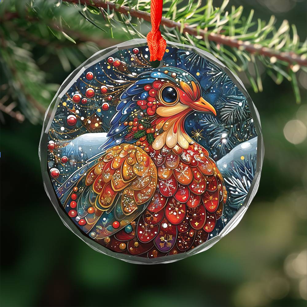 Beautiful Dove Christmas Night Design 2 Glass Ornament