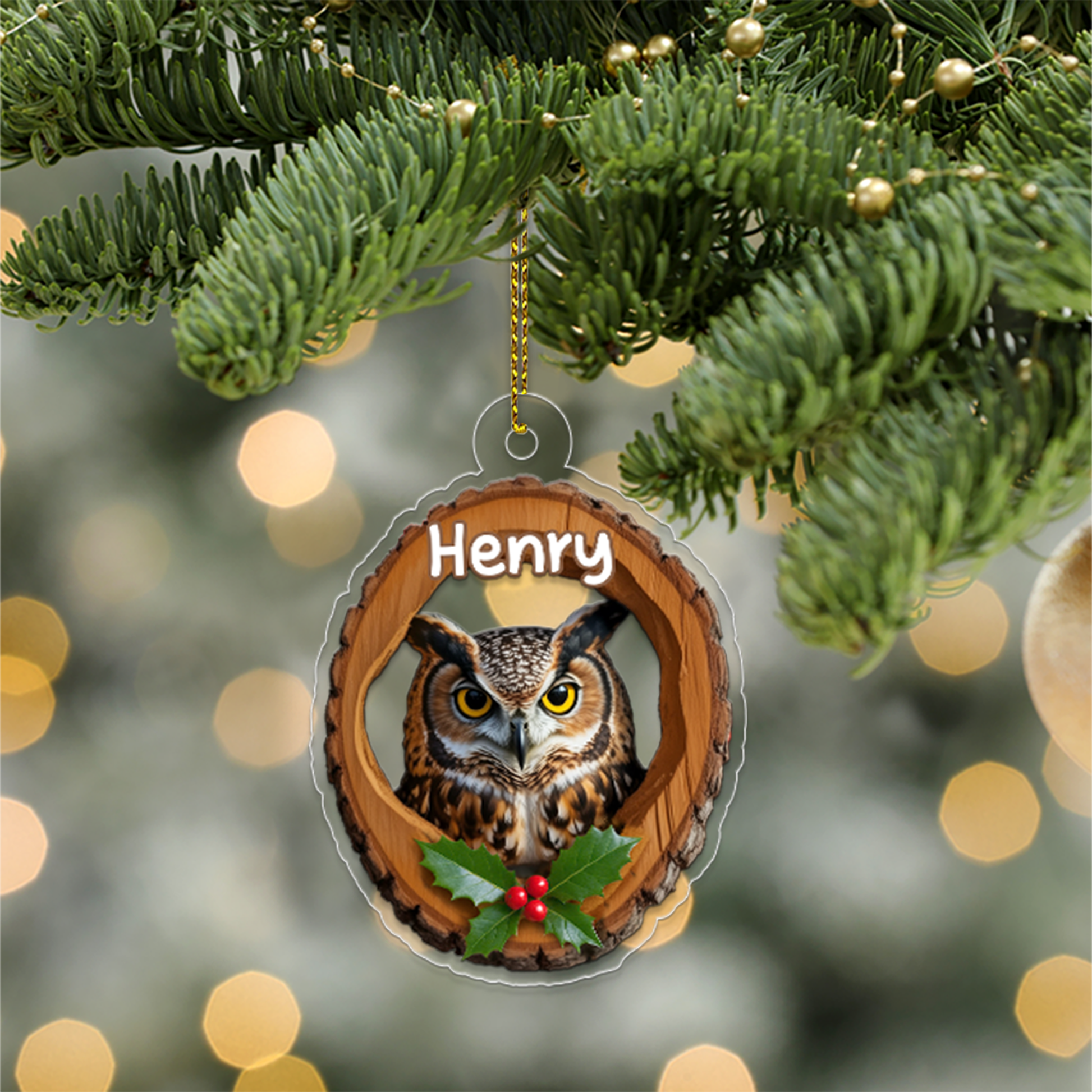 Custom Name Owl Ornament for Animal Lovers Gift