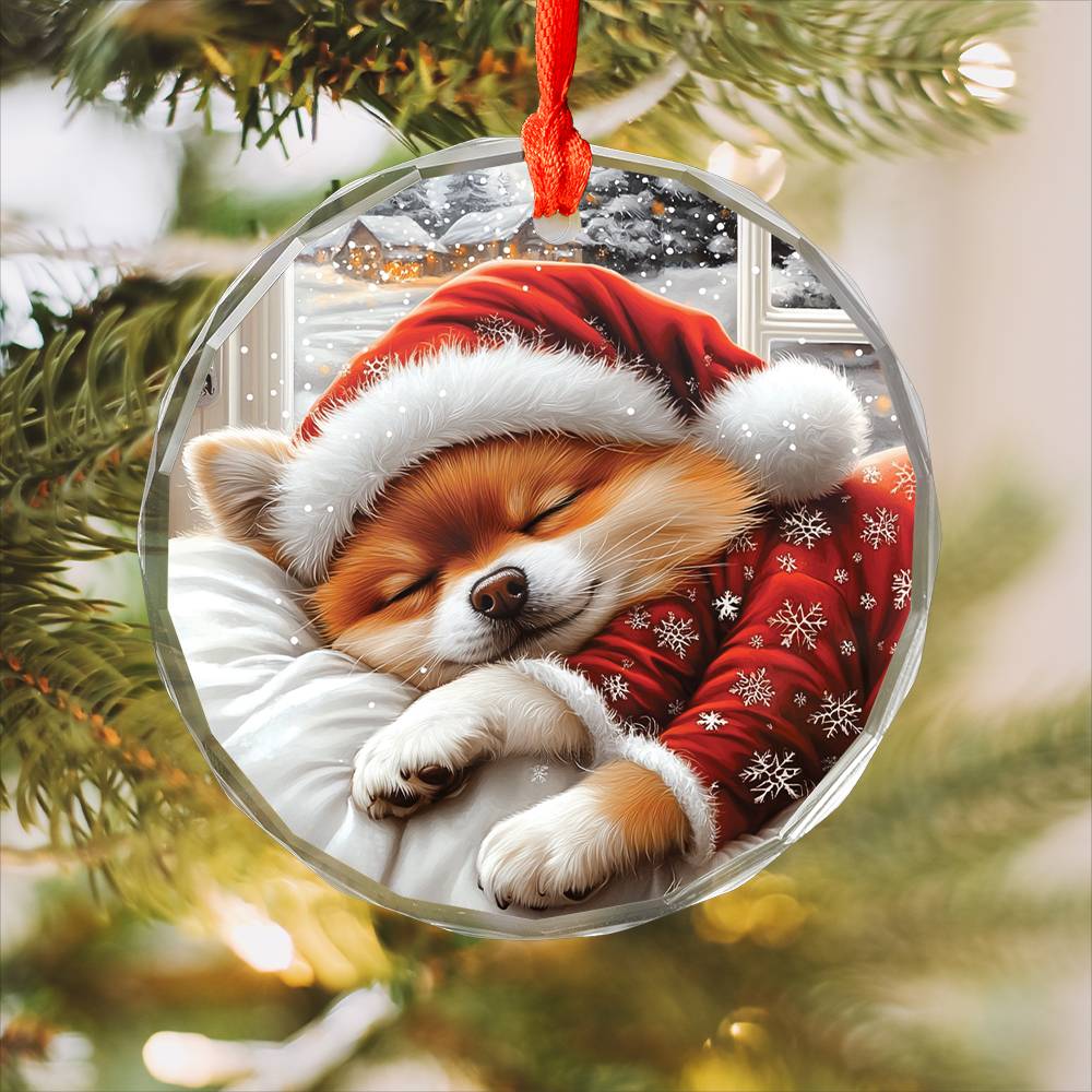 Pomeranian Dog Sleeping In Bed Design 1
