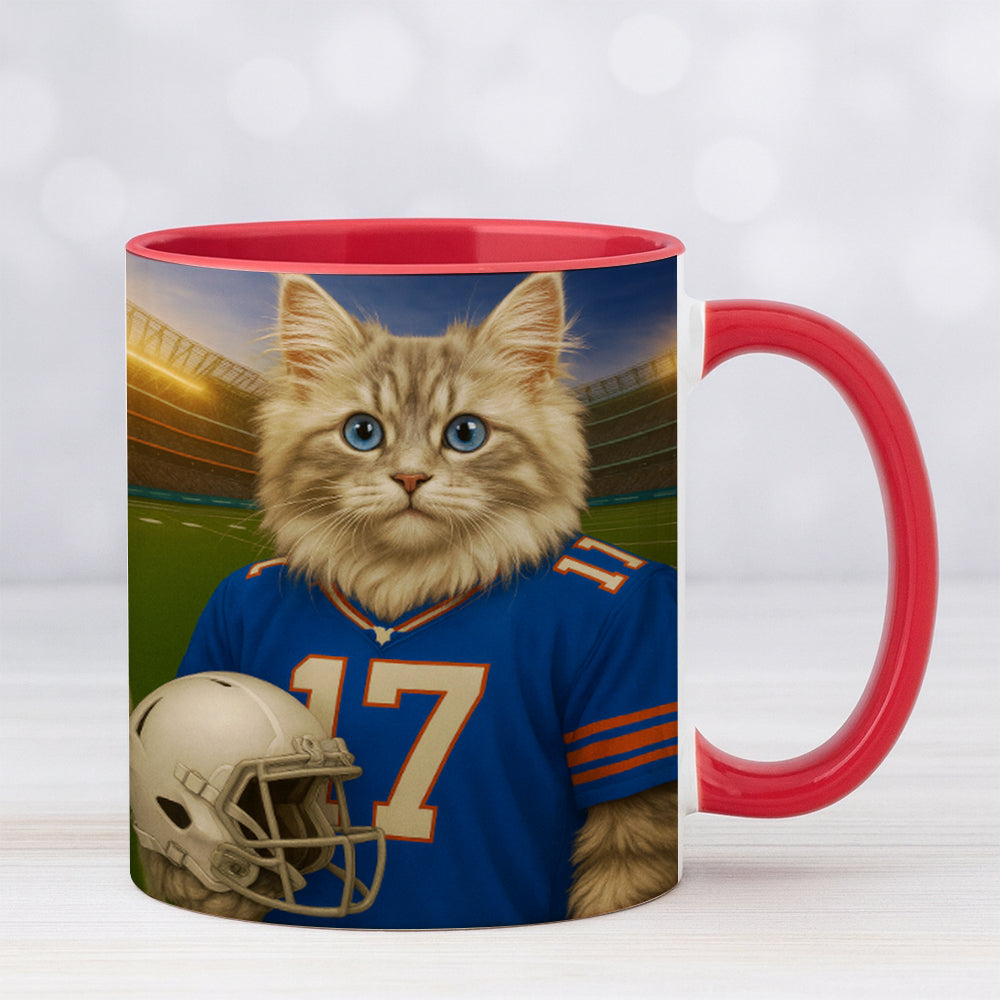 Custom Cat Photo Football Style Mug _ Gift For Cat Lovers