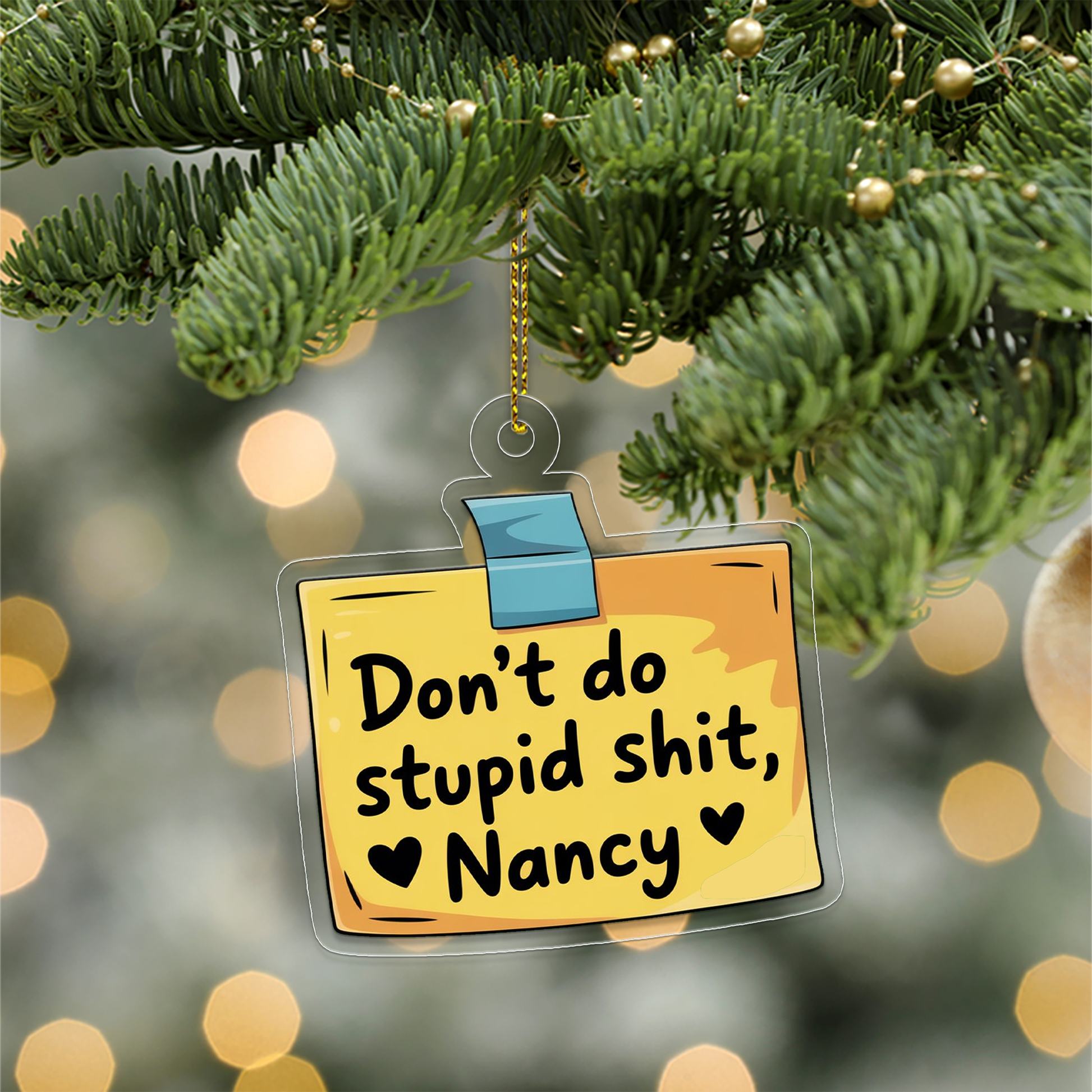Personalized Don't Do Stupid Ornament, Gift For Friends, Funny Ornament Gift, Spunky Decor, Funny Note Paper Ornament