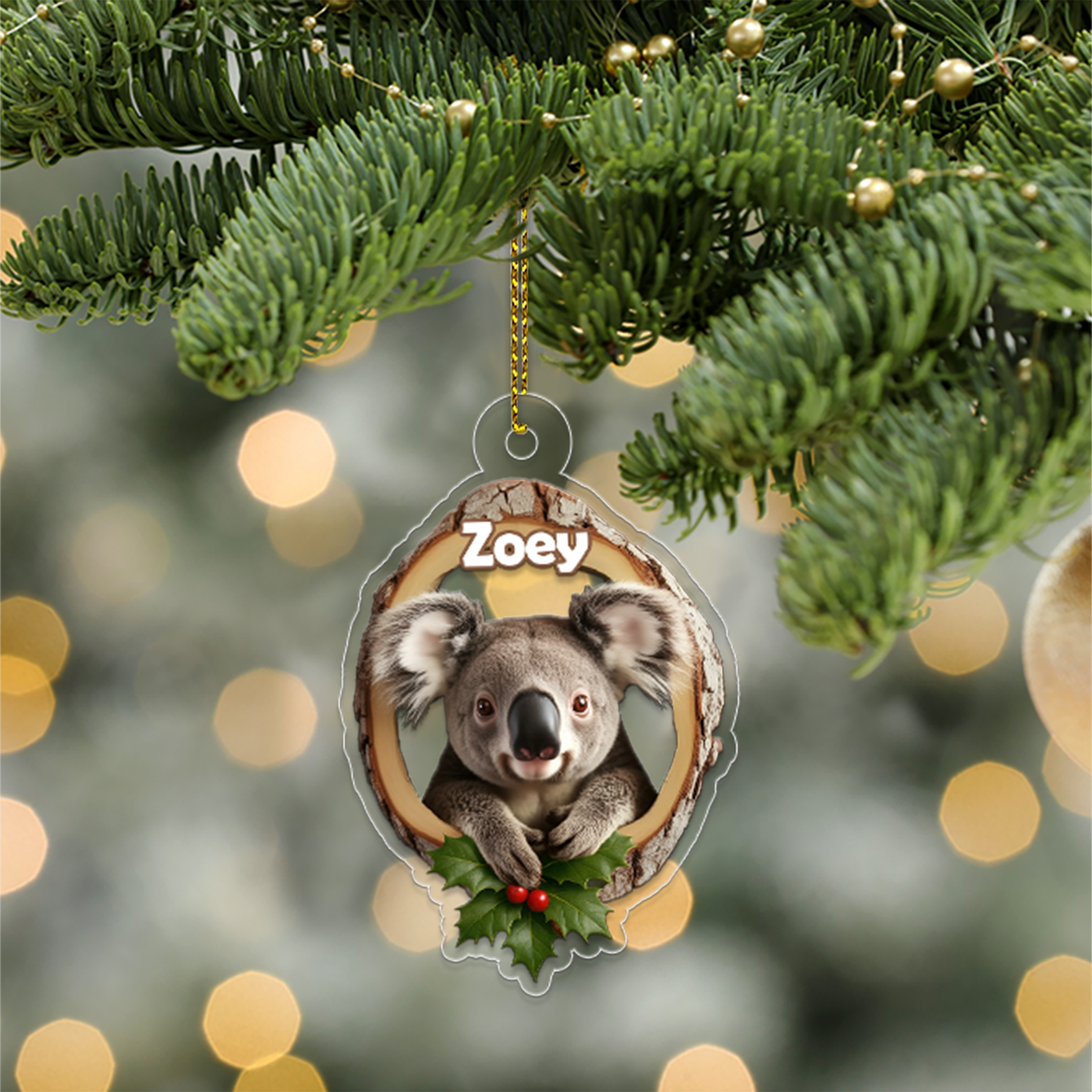 Custom Name Koala Forest Animal Christmas