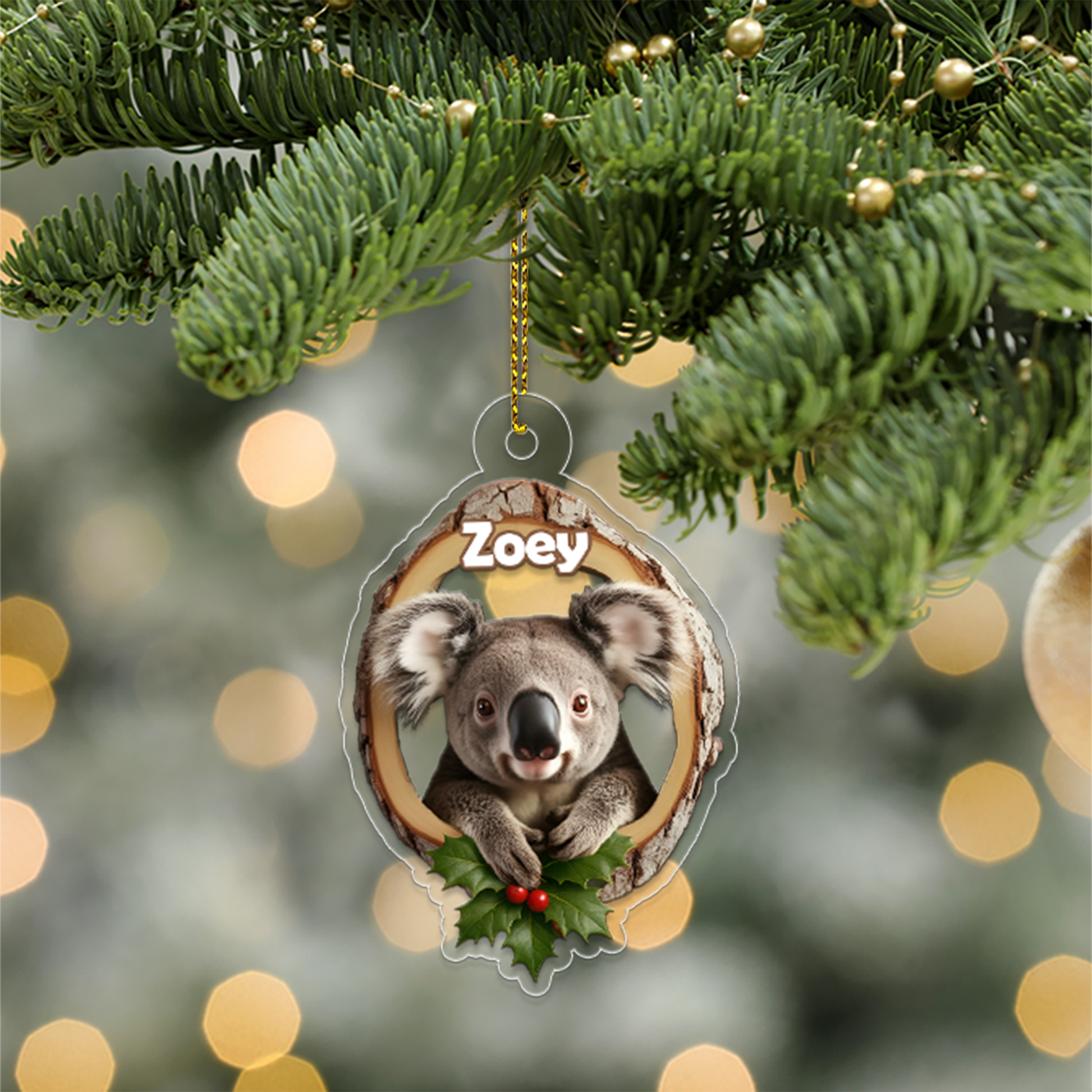 Custom Name Koala Forest Animal Christmas