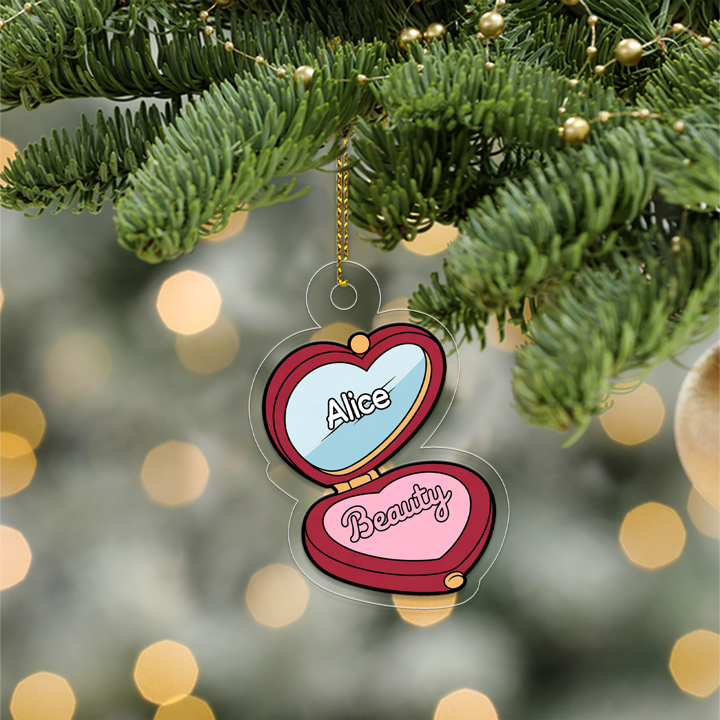 Personalized Beauty Locket Makeup Compact Ornament, Christmas Decor, Beauty Ornaments, Makeup Artist Ornament, Xmas Makeup Gifts